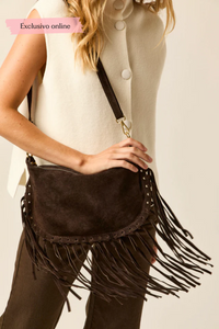 Bolso bandolera ante marrón chocolate