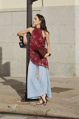 Jeans extra wide leg azul de tiro alto