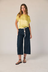 Pantalón cropped denim azul tejano