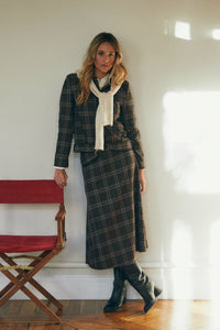 Falda bolsillo ribetes marrón