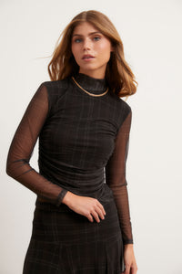 Camiseta tul cuadros gris