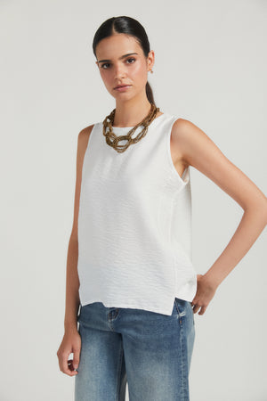 Top de gola redonda branco