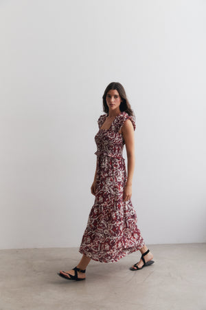Vestido de alças com elásticos cor de beringela
