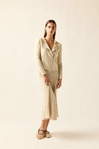 Falda midi punto beige
