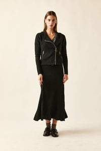 Falda midi punto negro