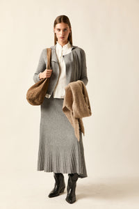 Falda midi punto gris