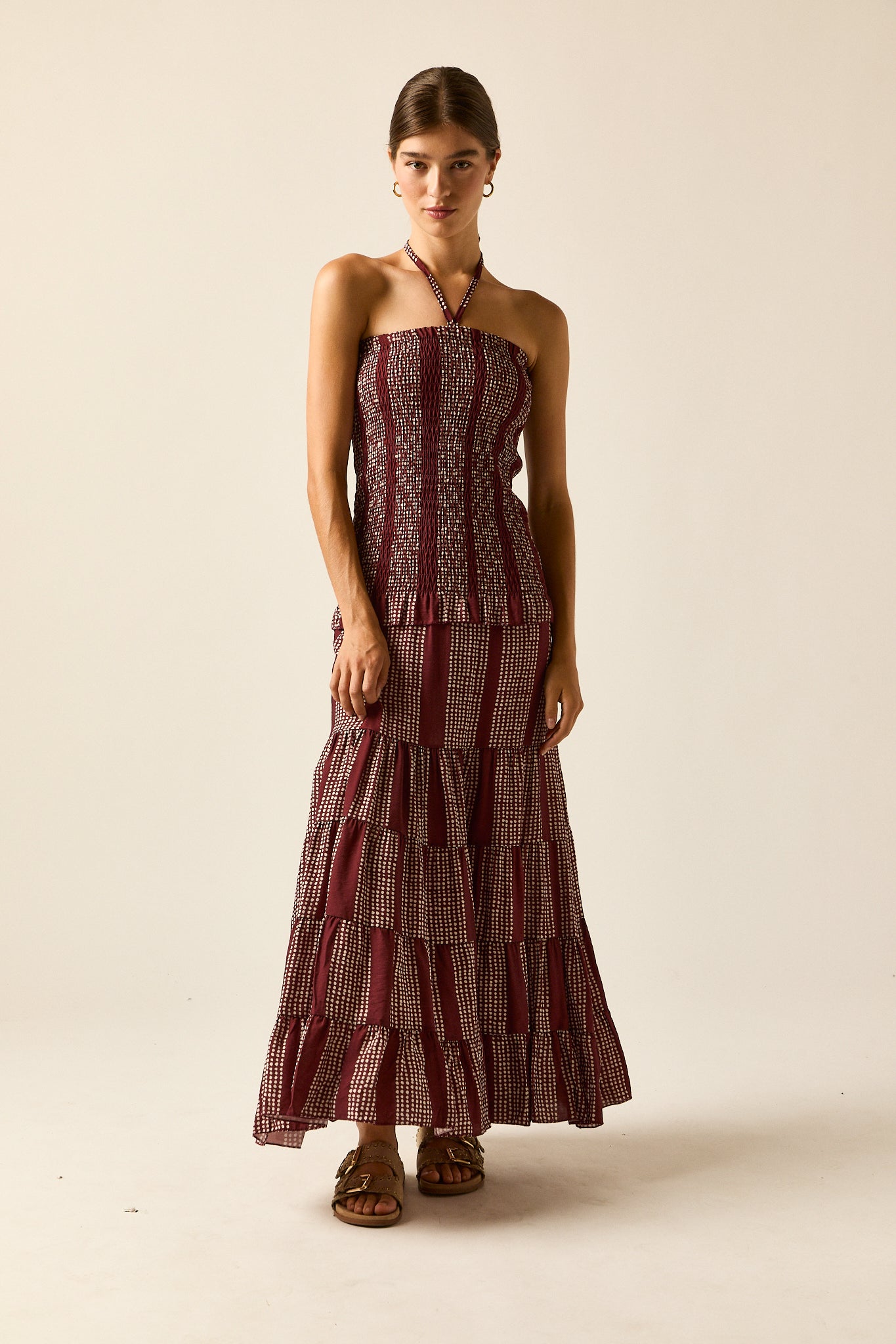 Vestidos Largos Algo Bonito Vestidos Vestido Largo Halter Burdeos