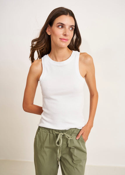 Cargar imagen en el visor de la galería, Camiseta tirantes canalé blanco
