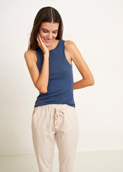 Cargar imagen en el visor de la galería, Camiseta tirantes canalé azul
