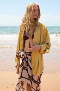 Kimono lino puntilla amarillo