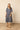 Vestido midi manga abullonada vichy azul marino