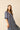 Vestido midi manga abullonada vichy azul marino