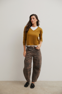 Jeans barrel camuflaje verde