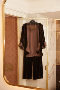 Kimono terciopelo reversible marrón