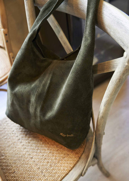 Cargar imagen en el visor de la galería, Bolso de ante cremallera verde kaki
