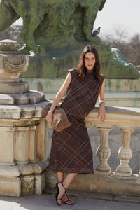 Falda midi tul Marrón