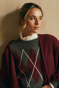 Jersey rombos gris y vino