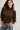 Blusa cuello fruncido con botones marrón
