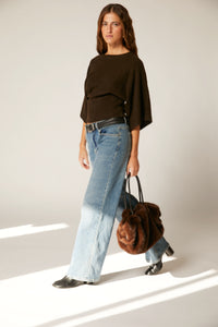 Bolso shopper de pelo marrón