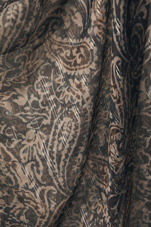 Foulard grande castanho com estampado