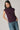 Top cuello alto frunce lateral berenjena