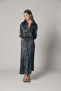 Falda midi estampado gris antracita