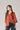 Blusa satinada manga tres cuartos teja