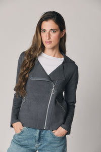 Chaqueta cremallera asimétrica gris antracita