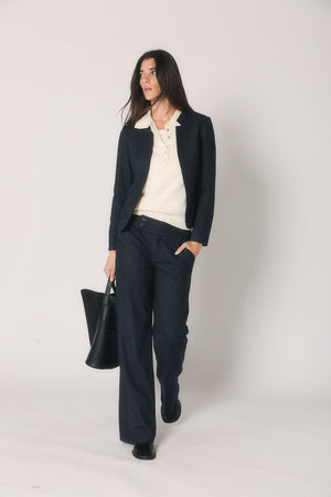 Pantalón cinturilla ancha azul tejano