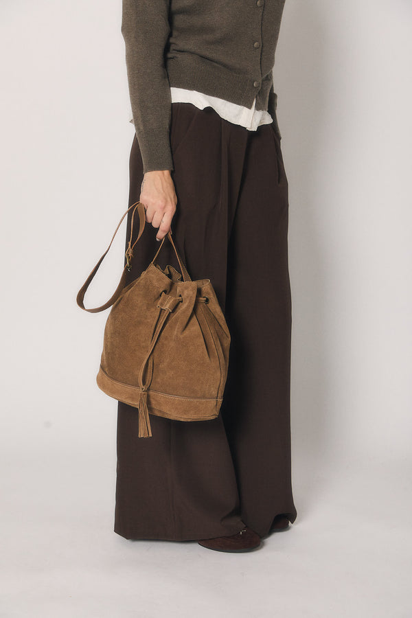 Bolso saco piel marrón