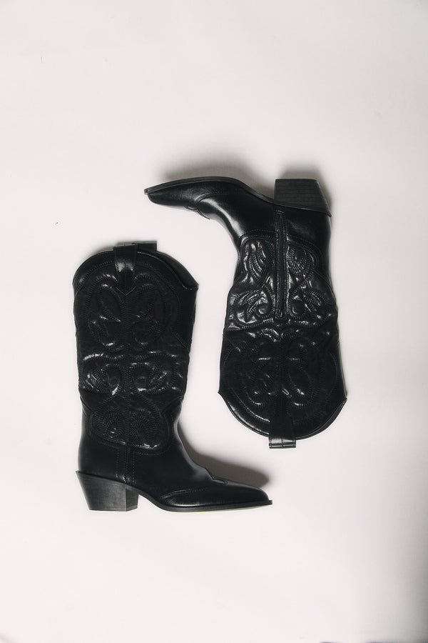 Bota cowboy bordada negro