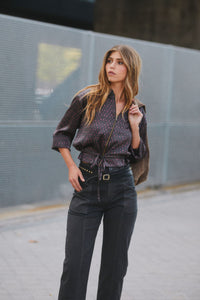 Jeans barrel bolsillos oblicuos gris