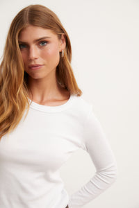Camiseta manga larga canalé blanca