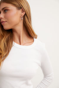 Camiseta manga larga canalé blanca