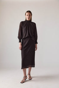 Saia de gasa animal print castanha