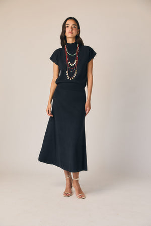 Falda punto midi azul marino