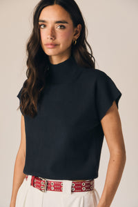 Jersey cuello alto manga corta azul marino