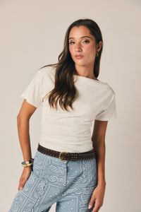 Camiseta hombros manga corta blanco