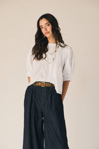 Pantalón fluido tipo tejano azul marino