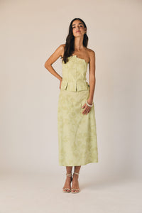 Falda midi flores lima