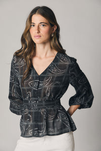 Blusa lazo estampado gris antracita