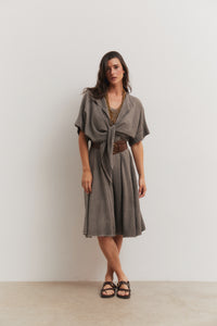 Vestido algodón rústico gris
