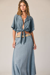 Chaqueta rústica anudada azul marino