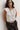 Top cuello pico manga volante blanco