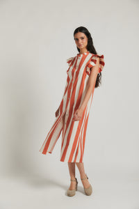 Vestido camisero rayas teja