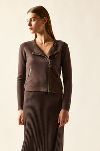 Chaqueta cremallera perfecto marrón