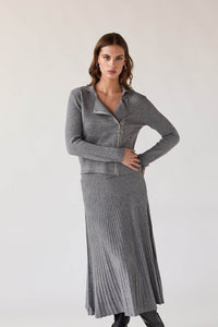 Falda midi punto gris