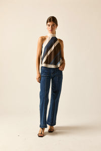 Jeans costura bolsillos azul