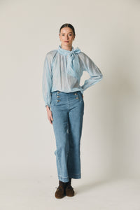 Jeans de botones estilo marinero Azul