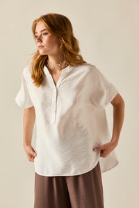 Blusa botones cuello mao blanco